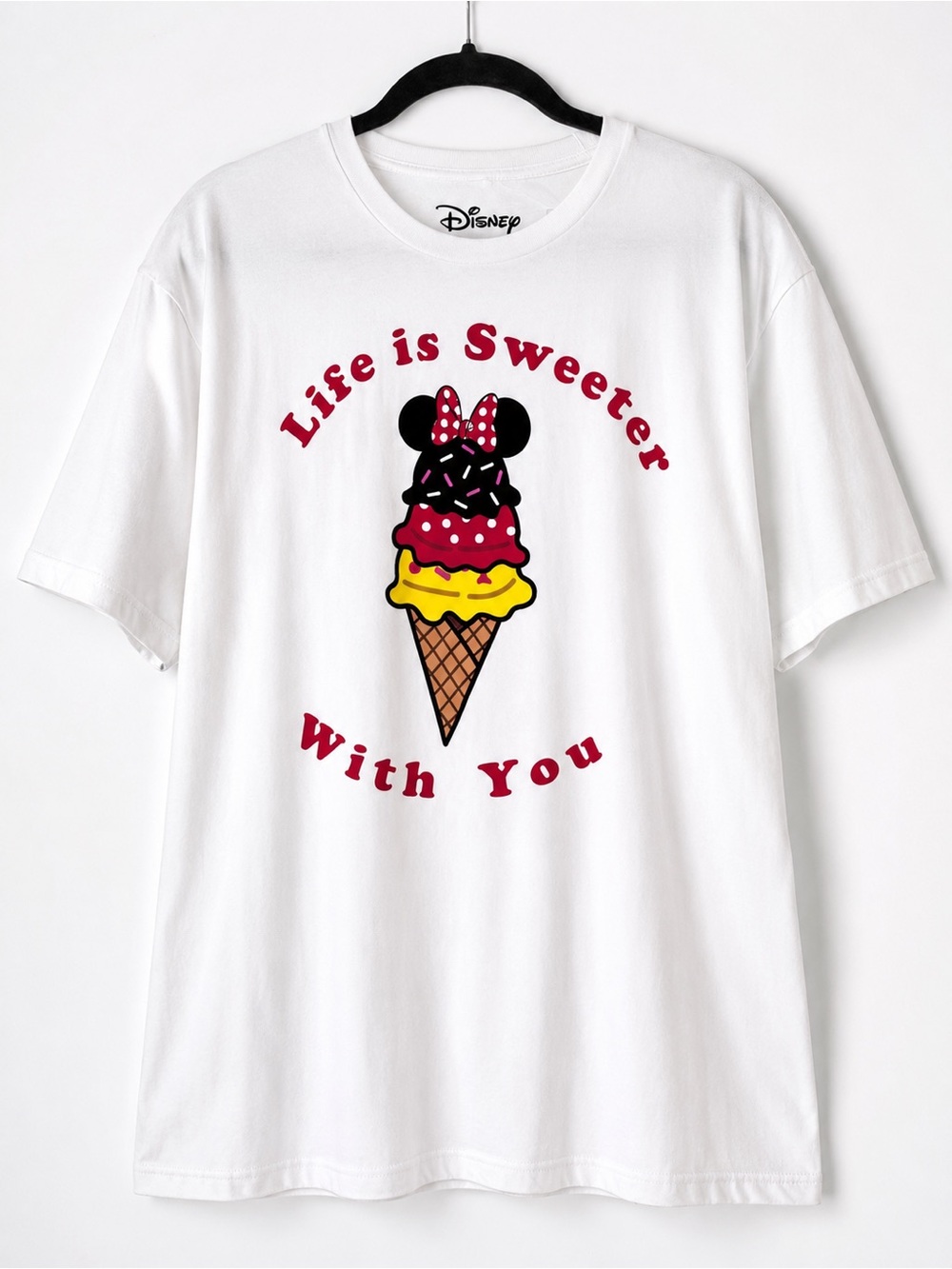 Disney Minnie Mouse Ice Cream Graphic XL NWT Life Is Sweeter With You White Tee